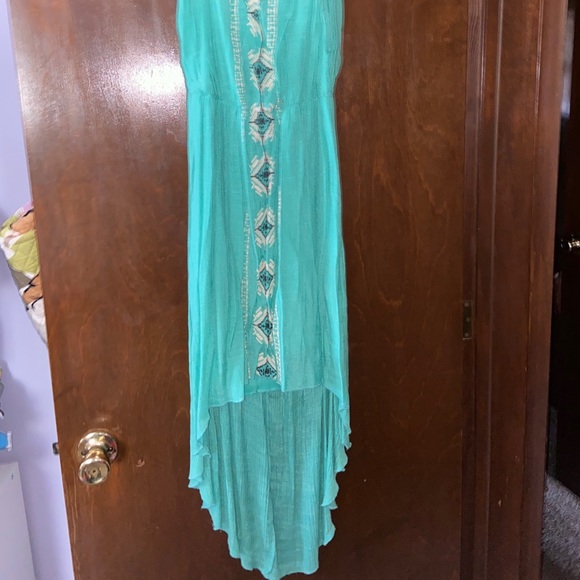 Aqua Strapless High Low Dress - Picture 3 of 5